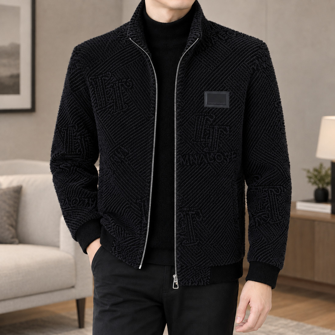 Freddie Graphic Zip Jacket - Black