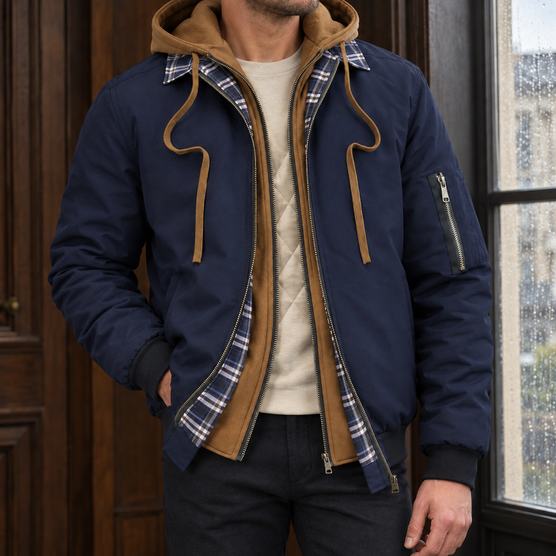 Wilfred Layered Jacket - Navy Blue