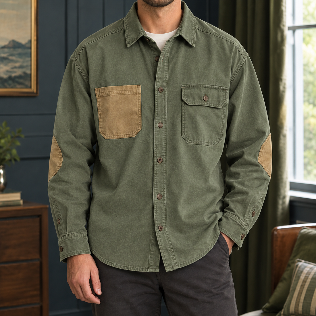 Jason Contrast Overshirt - Green