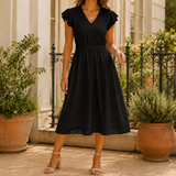 Carmen-Faye Flutter Sleeve Dress - Black