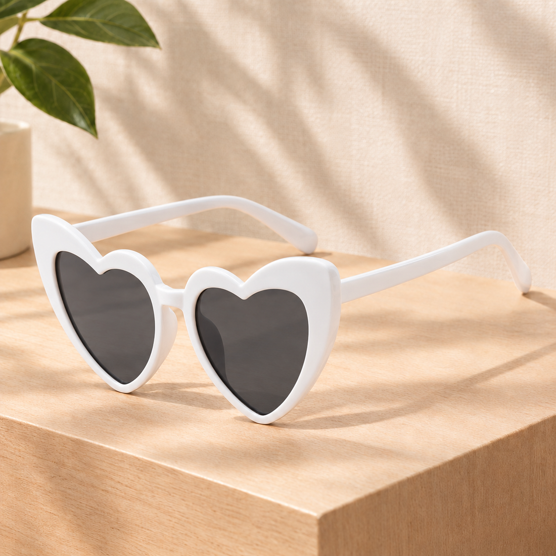 Ardith Heart Sunglasses - White Frame Gray Film