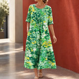 Blair-Pearl Printed Midi Dress - Green