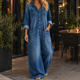 Greta-June Wide-Leg Jumpsuit - Dark Blue