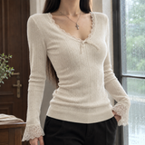 Stacey-Faye Lace Trim Sweater - Cream