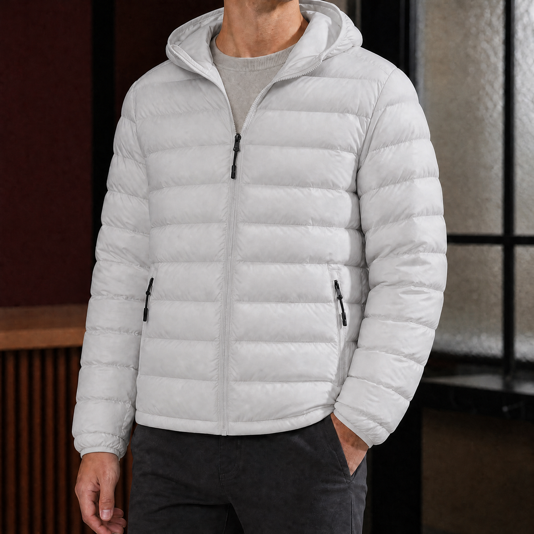Hugh Quilted Jacket - Light Gray
