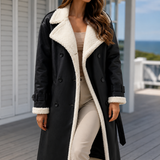 Soledad-Louise Contrast Trim Coat - Black