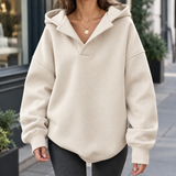 Celeste-Faye Collared Hoodie - Beige