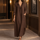 Riley Ruffle Maxi Dress - Dark Brown