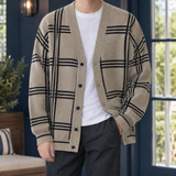 Norbert Plaid Cardigan - Khaki
