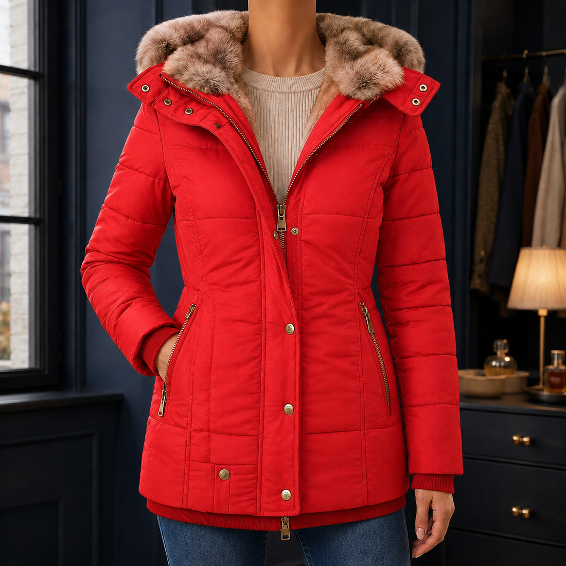 Renata-June Hooded Jacket - Red