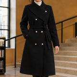 Ascelin-Claire Asymmetric Belted Coat - Black