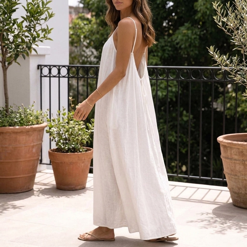 Willa Backless Maxi Dress - Blanc