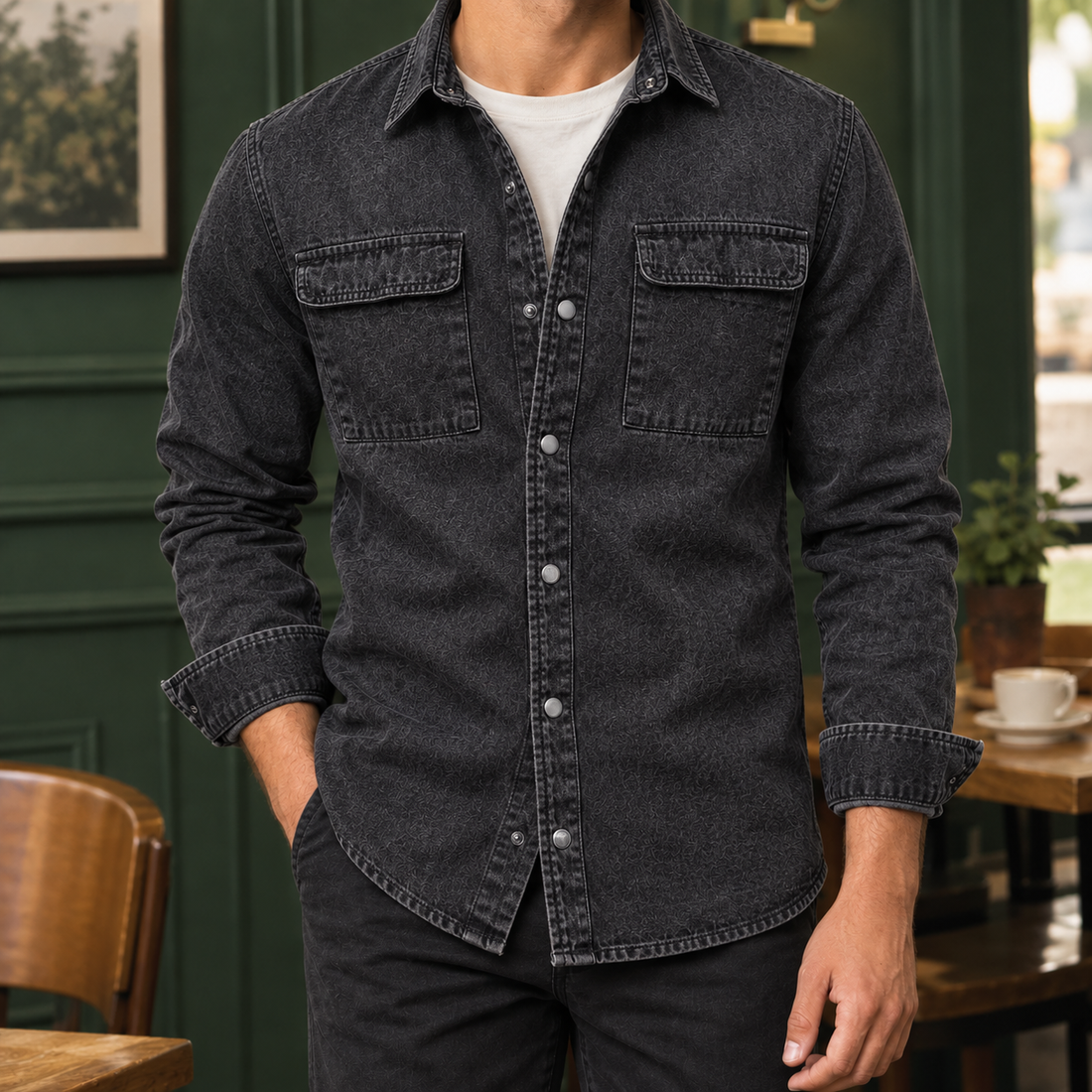 Mateo Denim Overshirt - Black