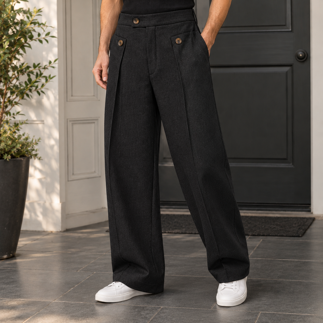 Lothaire-Rhys Wide Leg Pants - Black