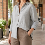 Brigitte-Marie Relaxed Linen Shirt - Gray