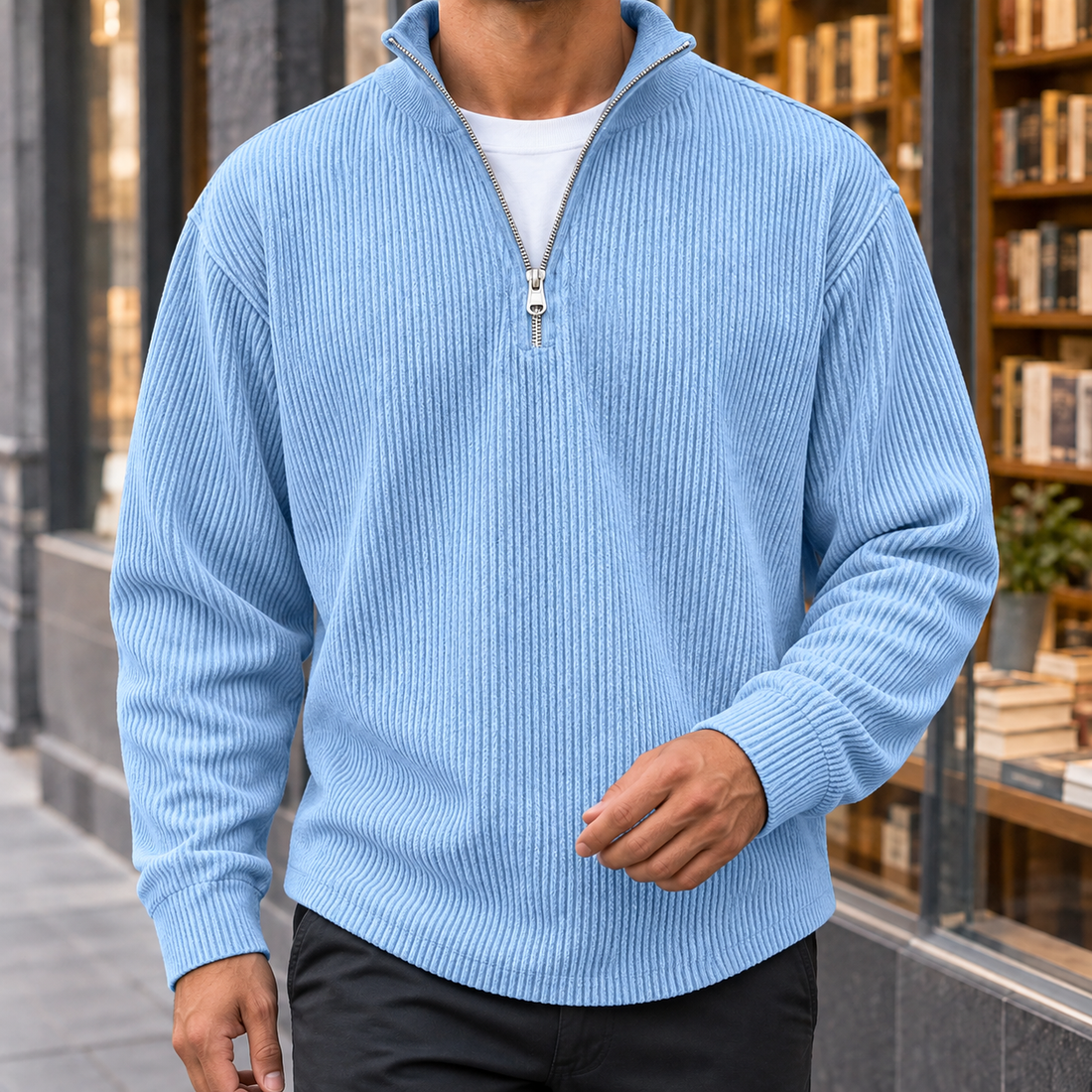 Elliot Quarter Zip Pullover - Sky Blue