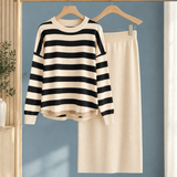 Brigitta Striped Knit Set - Apricot