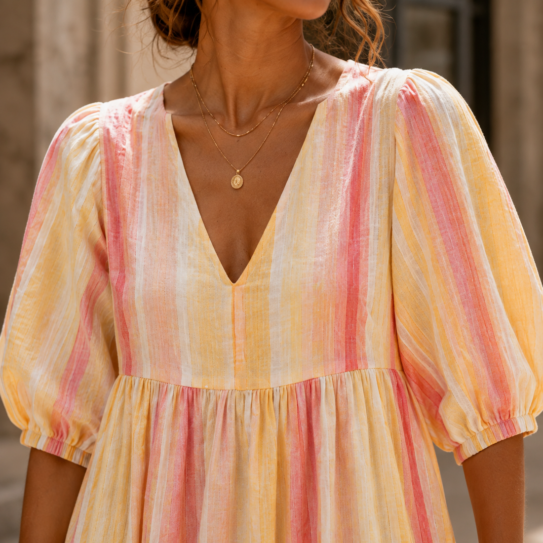 Evangeline Striped Midi Dress - Lead Product Detail