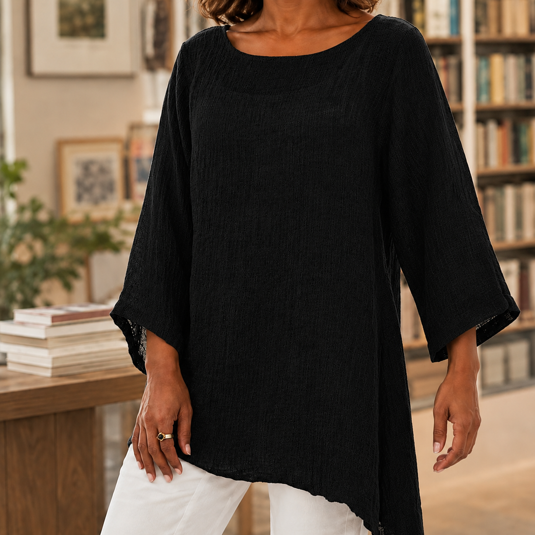 Liora-Hope Boat Neck Top - Black