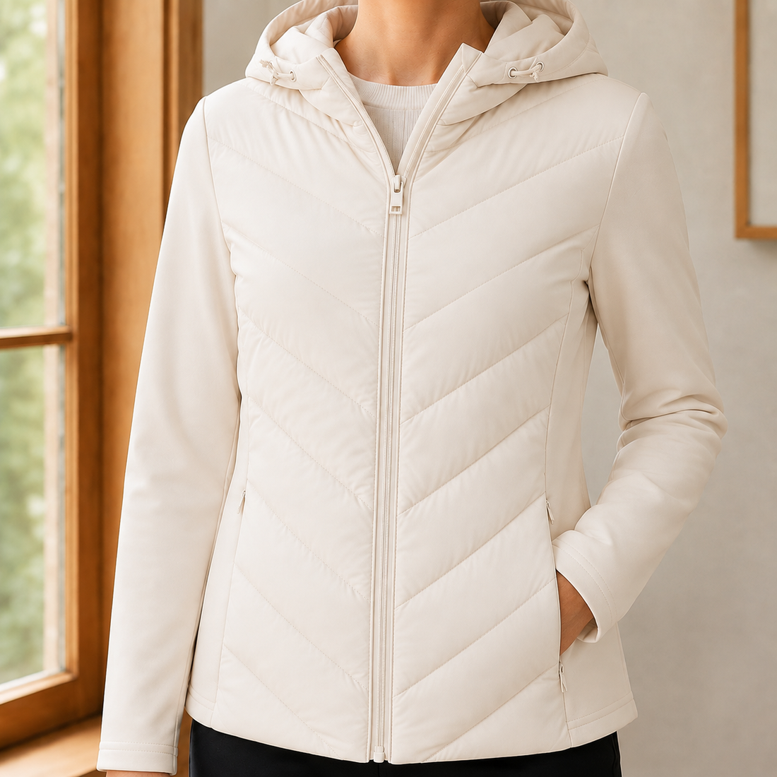 Edith-Jade Chevron Jacket - Beige
