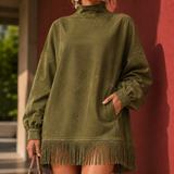Marisol-Rose Fringe Mini Dress - Olive Green