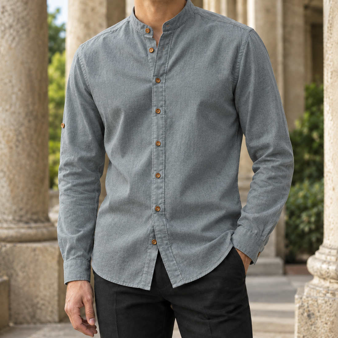 Clement Mandarin Shirt - Gray