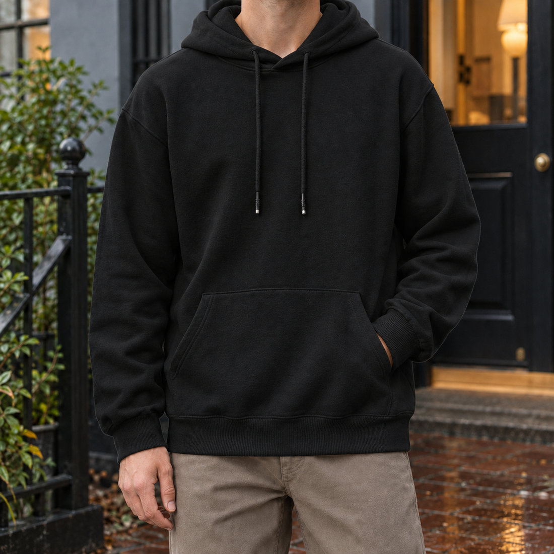 Timothy Relaxed Hoodie - Black-terry