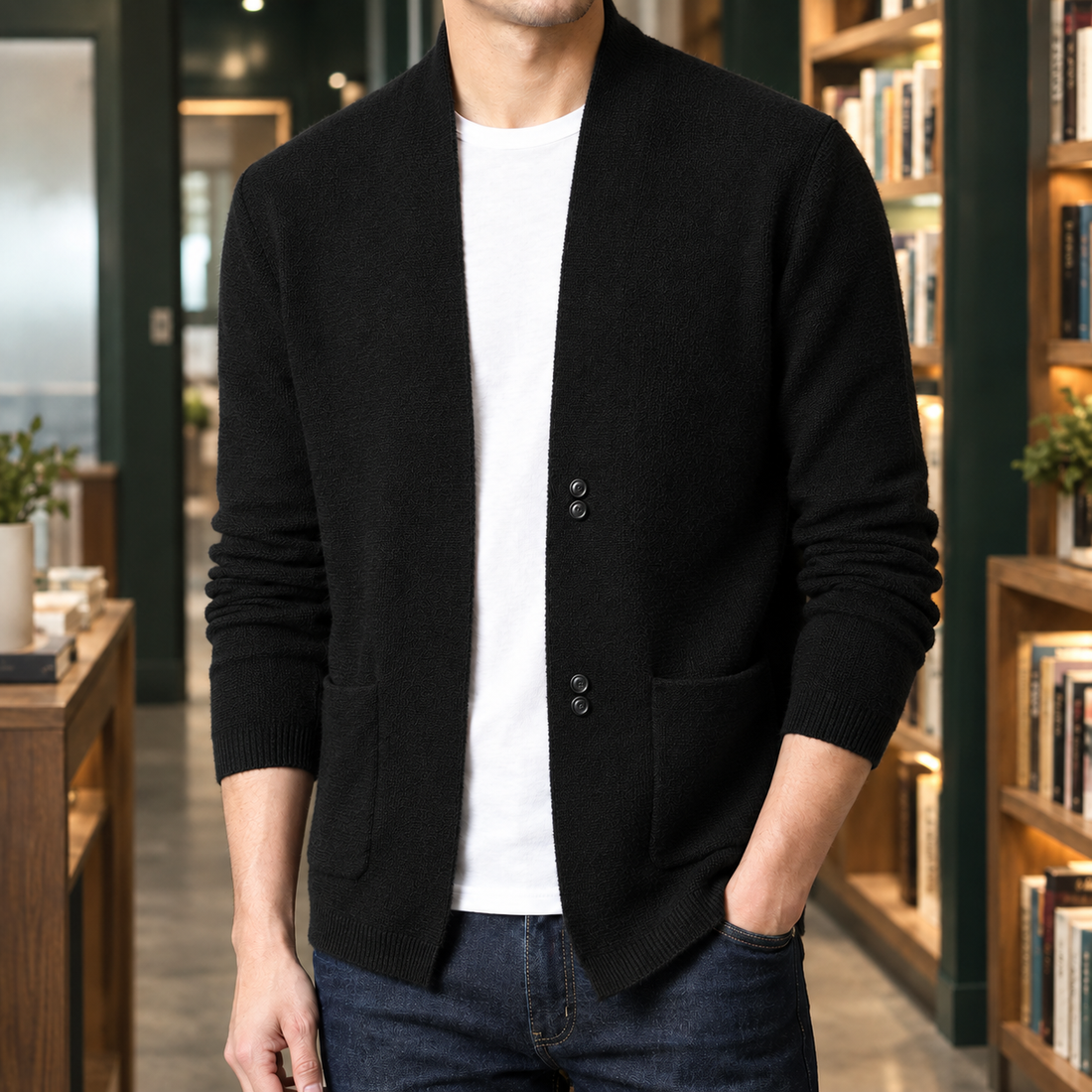 Asher Shawl Cardigan - Black