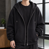 Pascal-Wren Relaxed Zip Hoodie - Black