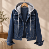 Josephine-Eve Hooded Denim Jacket - Dark Blue