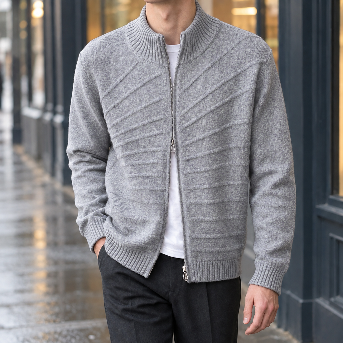 George Textured Cardigan - Gray