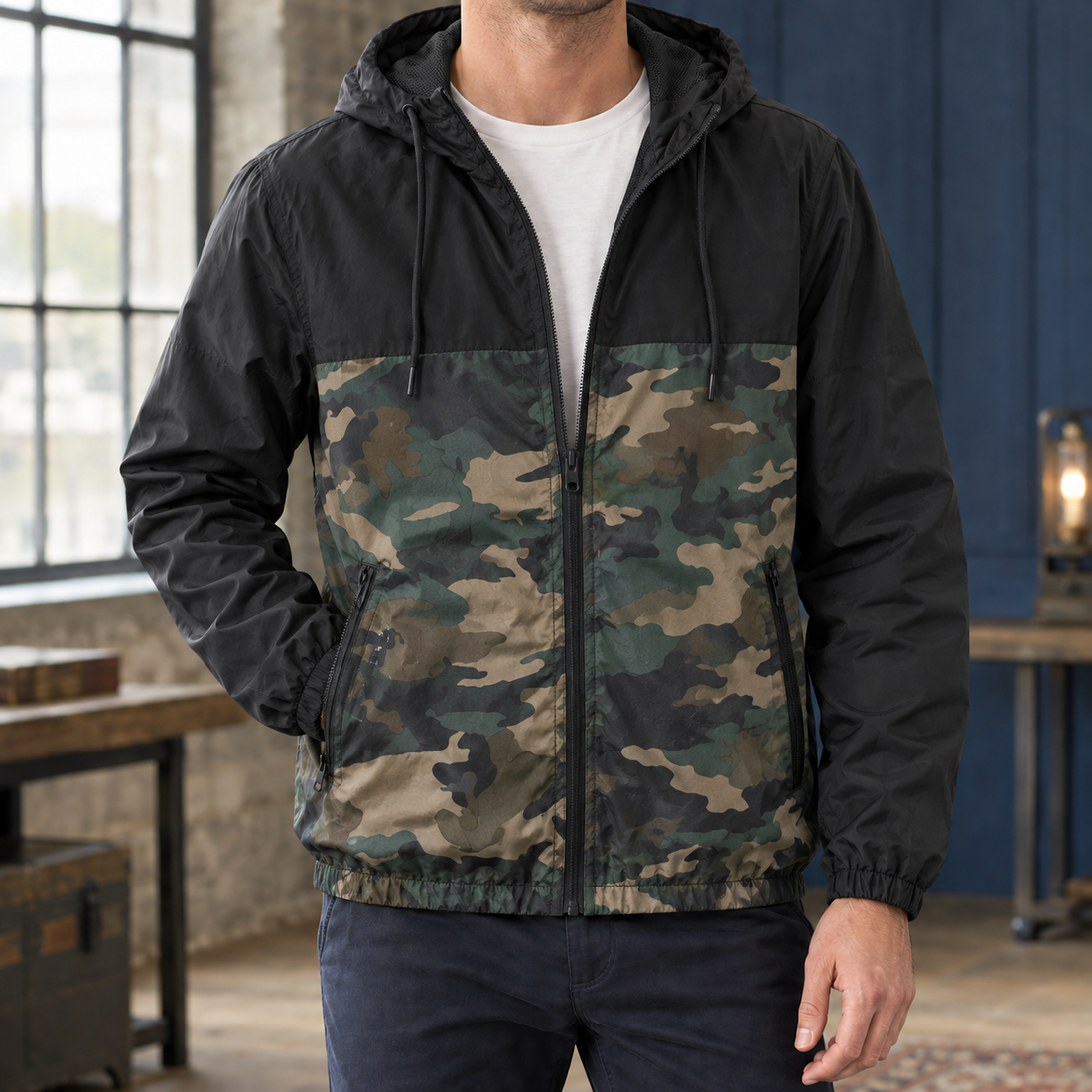 Charlie Colorblock Jacket - Camouflage Black