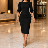 Liora-Claire Peplum Pencil Dress - Black