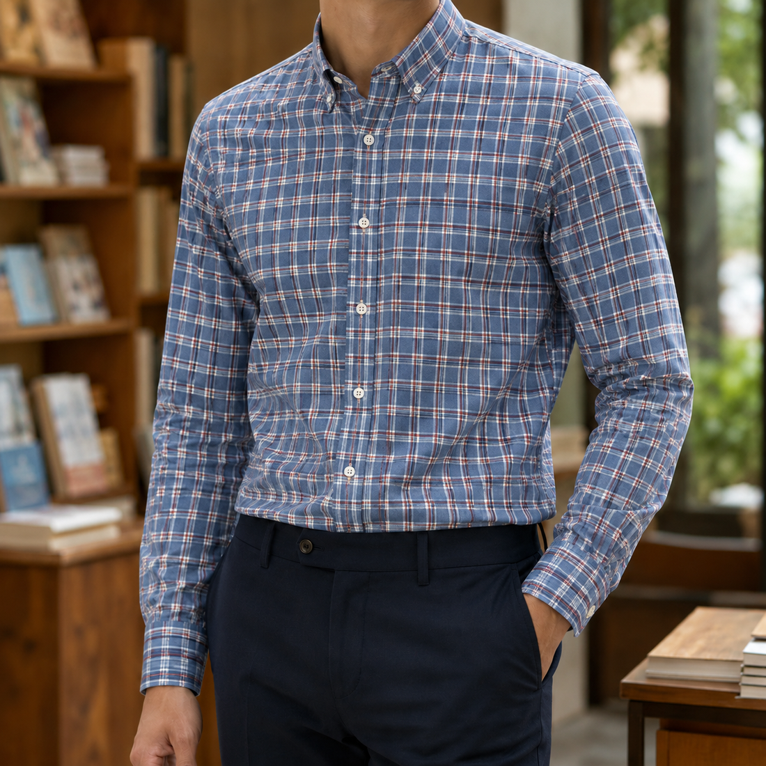 Emmett Button Down Shirt - Blue Plaid