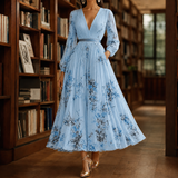 Sabine-Jane Pleated Maxi Dress - Blue