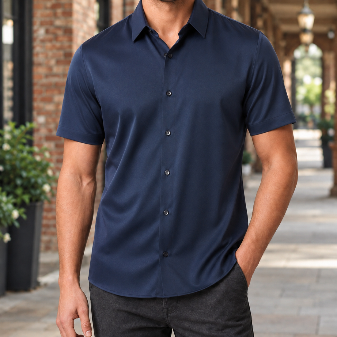 Lorcan Silk Shirt - Navy