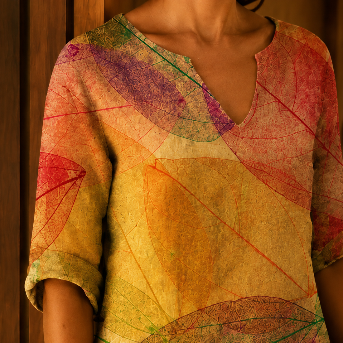 Lorelei Leaf Print Dress - Lead Product Detail
