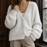 Eliza V Neck Cardigan - White