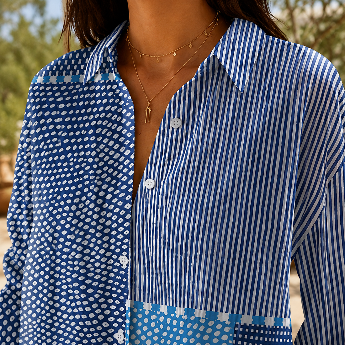 Orla Patchwork Blouse - Lead Product Detail