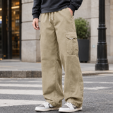 Lothaire-Grey Relaxed Cargo Pants - Khaki