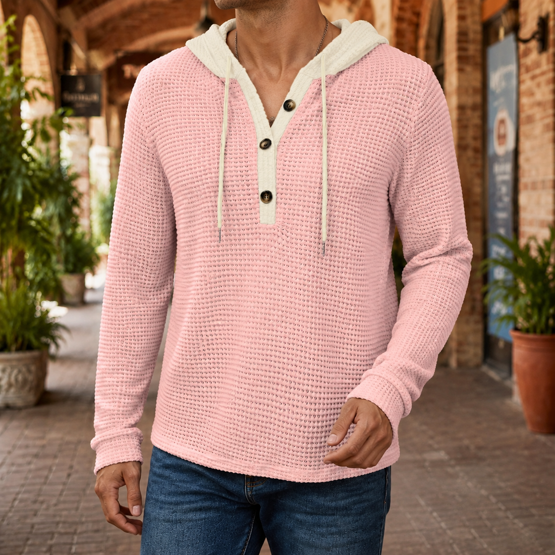 Yannick Waffle Sweater - Pink