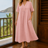 Valeria Crinkle Midi Dress - Pink