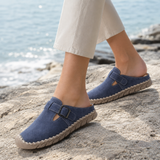 Bertelli Buckle Mules - Sea Blue