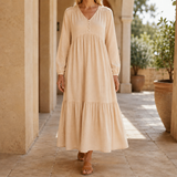 Meredith Tiered Maxi Dress - Apricot