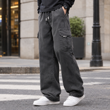 Lothaire-Grey Relaxed Cargo Pants - Dark Gray