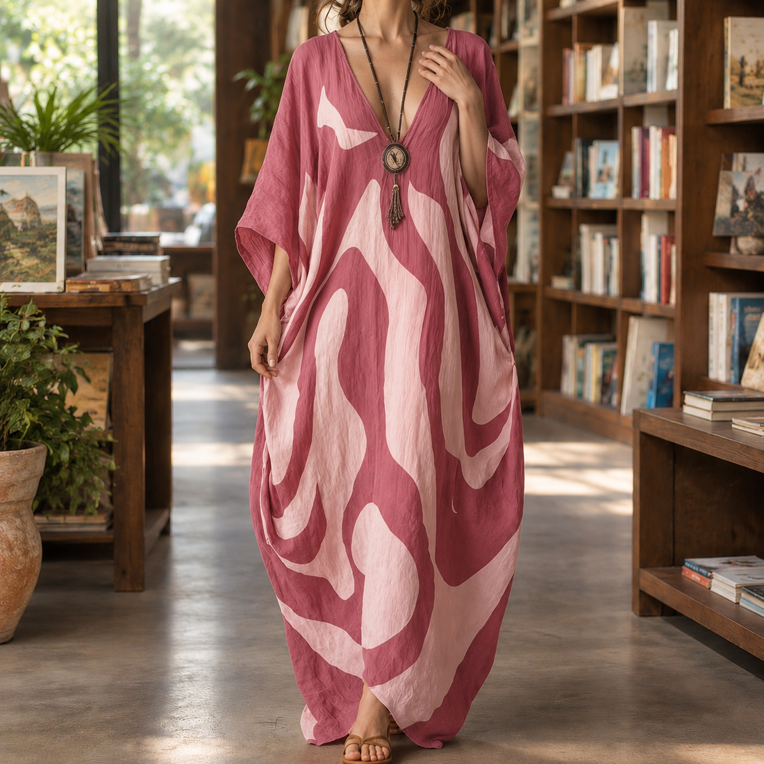 Benedetta Abstract Maxi Dress - Red