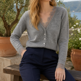 Zelda-Louise Lace Cashmere Cardigan - Gray