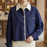 Willa Contrast Collar Shirt - Lead Product Detail