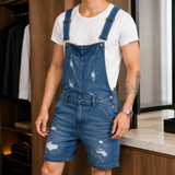 Quentin Distressed Playsuit - Blue