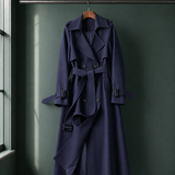 Azalea Belted Overcoat - Navy Blue
